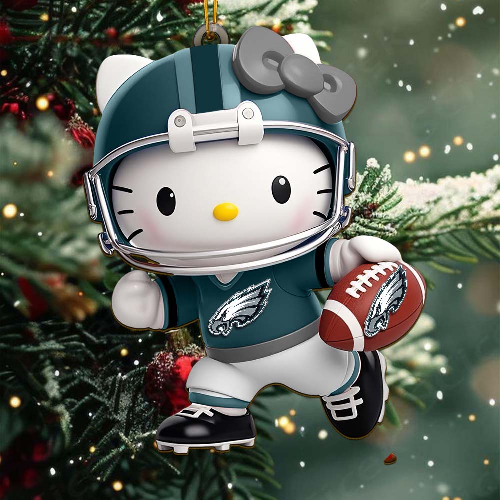 [SPECIAL OFFER] NEW CUSTOMIZED NFL02 PPE PHILADELPHIA EAGLES HELLO KITTY ACRYLIC ORNAMENT