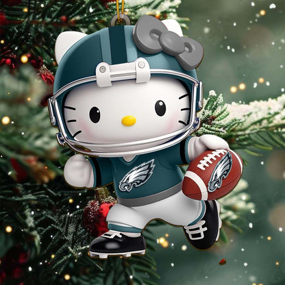 [SPECIAL OFFER] NEW CUSTOMIZED NFL02 PPE PHILADELPHIA EAGLES HELLO KITTY ACRYLIC ORNAMENT