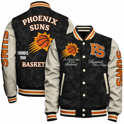 [HOT DEAL] NEW CUSTOMIZED NBA21 PSU PHOENIX SUNS BASEBALL JACKET, SATIN VARSITY JACKET