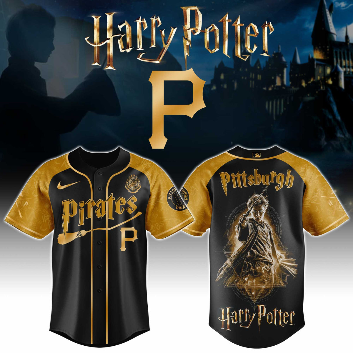 [FLASH SALE] NEW CUSTOMIZED MLB29 PHP PITTSBURGH PIRATES x HARRY POTTER BASEBALL JERSEY & CAP