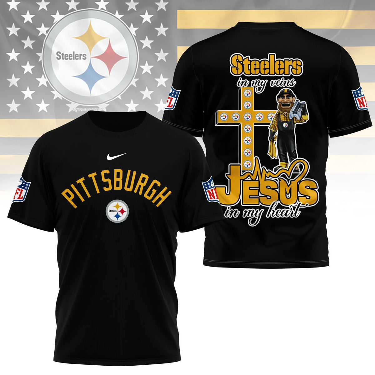 [SPECIAL OFFER] NEW CUSTOMIZED NFL14 PSB PITTSBURGH STEELERS T-SHIRT | MULTIPLE COLORS AVAILABLE