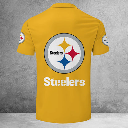 [SPECIAL OFFER] NEW CUSTOMIZED NFL14 PSB PITTSBURGH STEELERS ZIP POLO SHIRT