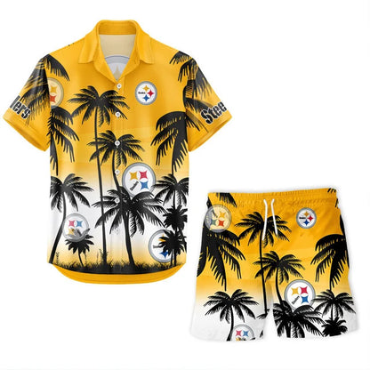 [SPECIAL OFFER] NEW CUSTOMIZED NFL14 PSB PITTSBURGH STEELERS UNISEX HAWAIIAN SHIRT & SHORTS SET