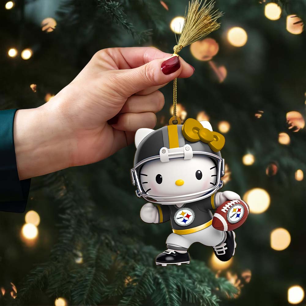 [SPECIAL OFFER] NEW CUSTOMIZED NFL14 PSB PITTSBURGH STEELERS HELLO KITTY ACRYLIC ORNAMENT