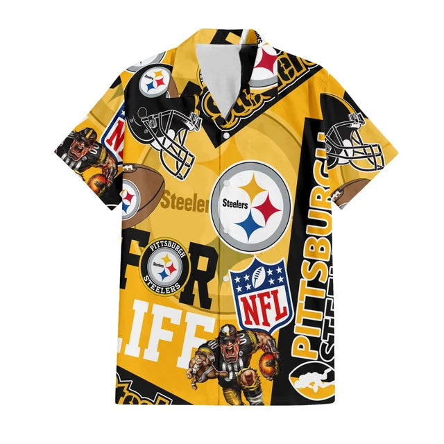 [SPECIAL OFFER] NEW CUSTOMIZED NFL14 PSB PITTSBURGH STEELERS UNISEX HAWAIIAN SHIRT & SHORTS SET