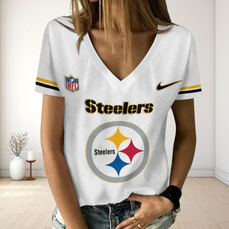 [SPECIAL OFFER] NEW CUSTOMIZED NFL14 PSB PITTSBURGH STEELERS V-NECK FEMALE SHIRT