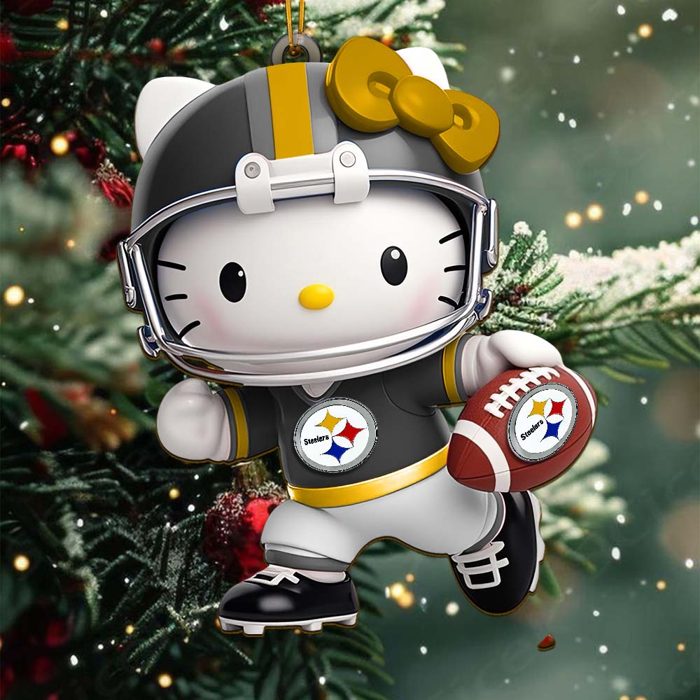 [SPECIAL OFFER] NEW CUSTOMIZED NFL14 PSB PITTSBURGH STEELERS HELLO KITTY ACRYLIC ORNAMENT