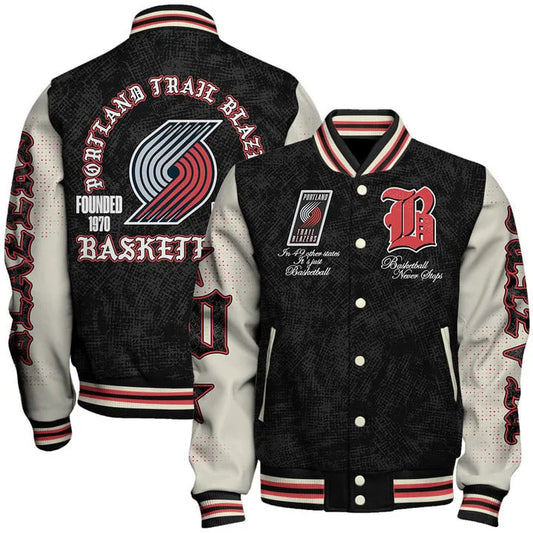 [HOT DEAL] NEW CUSTOMIZED NBA22 PTB PORTLAND TRAIL BLAZERS BASEBALL JACKET, SATIN VARSITY JACKET