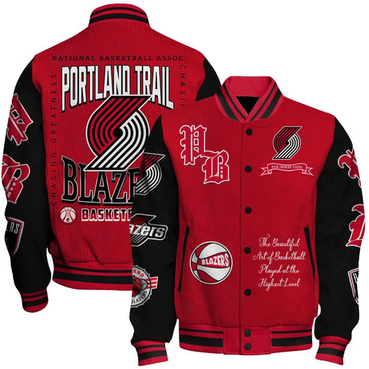 [HOT DEAL] NEW CUSTOMIZED NBA22 PTB PORTLAND TRAIL BLAZERS BASEBALL JACKET, SATIN VARSITY JACKET
