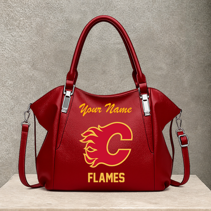 [SUPER SALE] NEW CUSTOMIZED NHL17 CGF CALGARY FLAMES SHOULDER HANDBAG