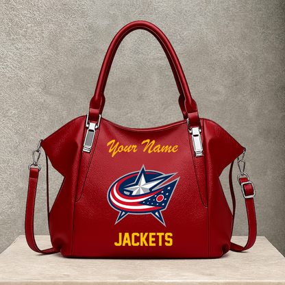 [SUPER SALE] NEW CUSTOMIZED NHL18 CBJ COLUMBUS BLUE JACKETS SHOULDER HANDBAG