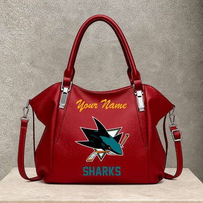[SUPER SALE] NEW CUSTOMIZED NHL32 SJS SAN JOSE SHARKS SHOULDER HANDBAG