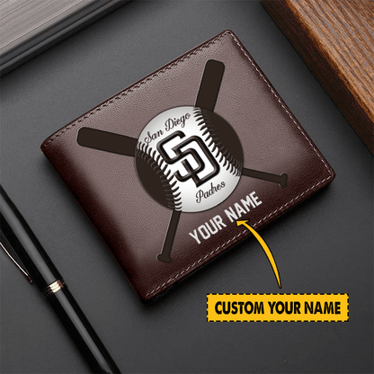 [FLASH SALE] NEW CUSTOMIZED MLB18 SDP SAN DIEGO PADRES LEATHER WALLET