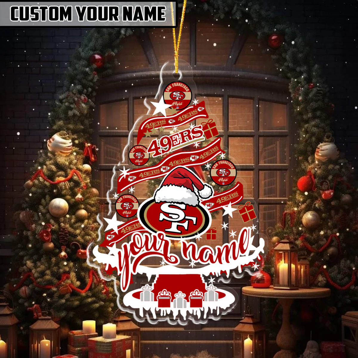 [SPECIAL OFFER] NEW CUSTOMIZED NFL11 SF49 SAN FRANCISCO 49ERS CHRISTMAS ACRYLIC ORNAMENT