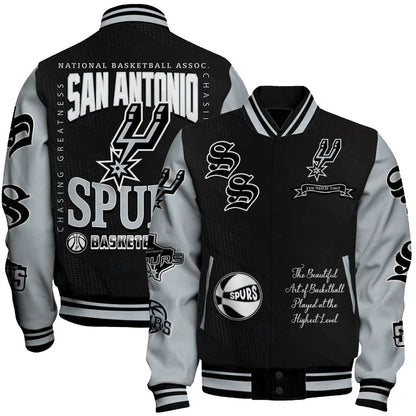 [HOT DEAL] NEW CUSTOMIZED NBA23 SAS SAN ANTONIO SPURS BASEBALL JACKET, SATIN VARSITY JACKET