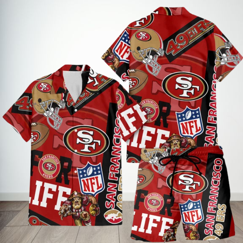 [SPECIAL OFFER] NEW CUSTOMIZED NFL11 SF49 SAN FRANCISCO 49ERS UNISEX HAWAIIAN SHIRT & SHORTS SET