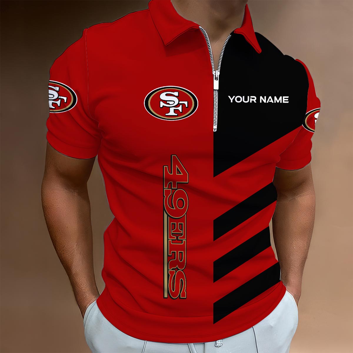 [SPECIAL OFFER] NEW CUSTOMIZED NFL11 SF49 SAN FRANCISCO 49ERS ZIP POLO SHIRT
