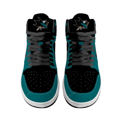 [SUPER SALE] NEW CUSTOMIZED NHL32 SJ SHARKS AIR JORDAN SNEAKERS