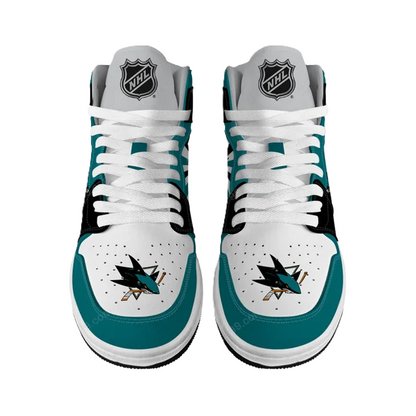 [SUPER SALE] NEW CUSTOMIZED NHL32 SJ SHARKS AIR JORDAN SNEAKERS