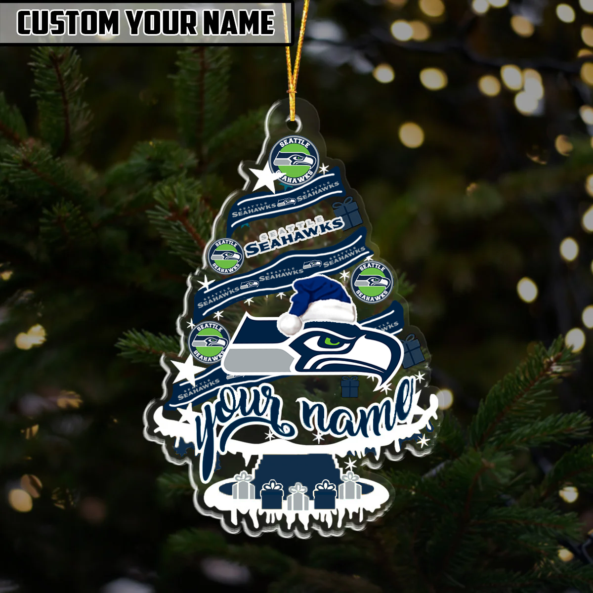 [SPECIAL OFFER] NEW CUSTOMIZED NFL06 SSH SEATTLE SEAHAWKS CHRISTMAS ACRYLIC ORNAMENT