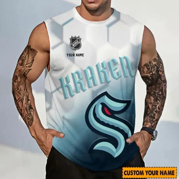 [SUPER SALE] NEW CUSTOMIZED NHL20 STK SEATTLE KRAKEN TANK TOP & GYM SHIRT