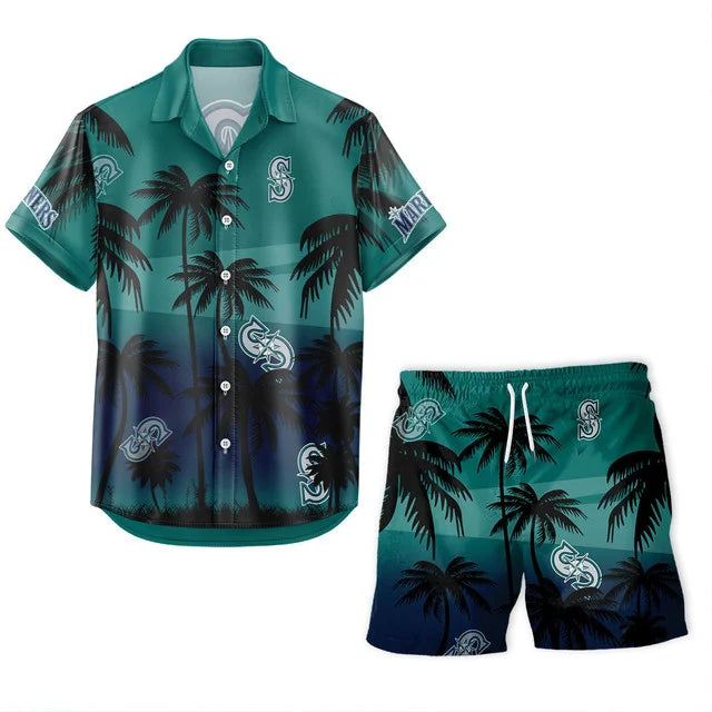 [FLASH SALE] NEW CUSTOMIZED MLB14 SMS SEATTLE MARINERS UNISEX HAWAIIAN SHIRT & SHORTS SET