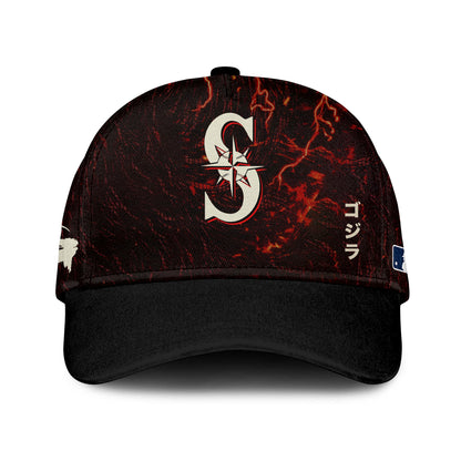 [FLASH SALE] NEW CUSTOMIZED MLB14 SMS SEATTLE MARINERS x GODZILLA BASEBALL JERSEY & CAP