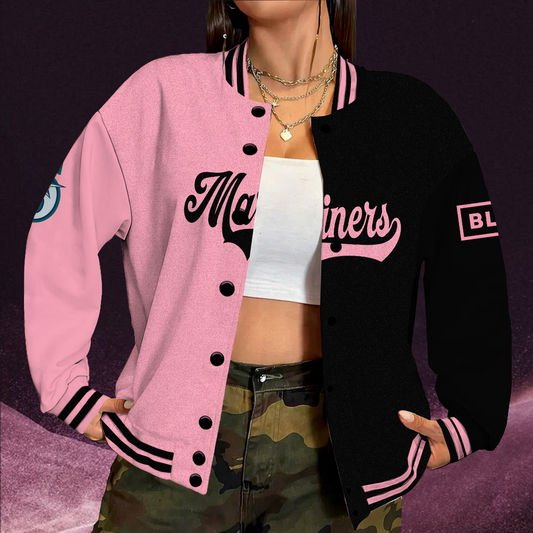 [FLASH SALE] NEW CUSTOMIZED MLB14 SMS SEATTLE MARINERS SATIN VARSITY & BASEBALL JACKET