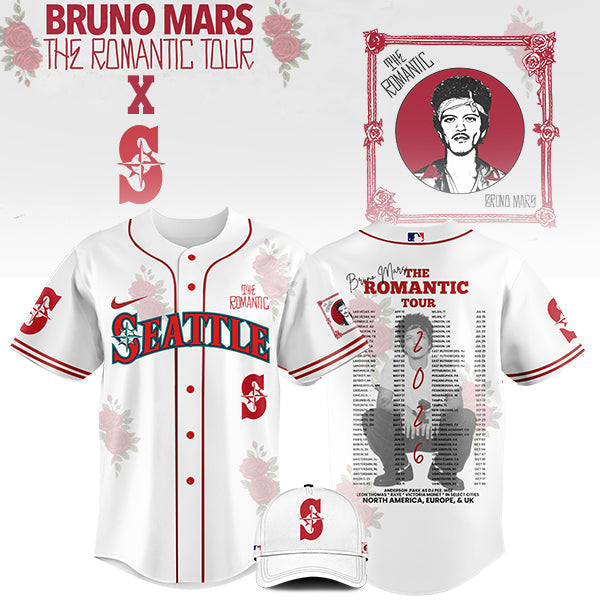 [FLASH SALE] NEW CUSTOMIZED MLB14 ST MARINERS x BRUNO MARS BASEBALL JERSEY