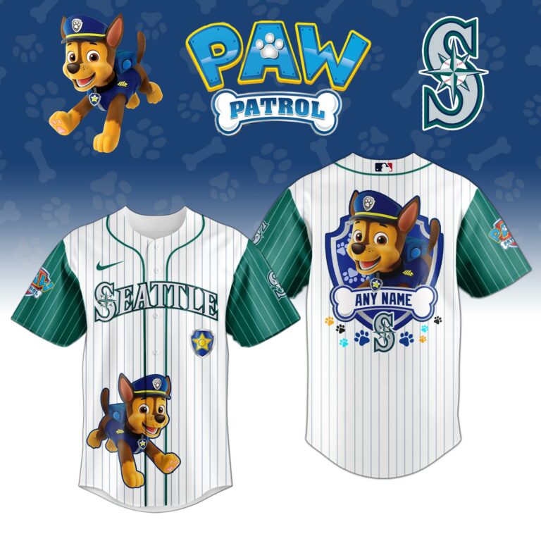 [FLASH SALE] NEW CUSTOMIZED MLB14 SMS SEATTLE MARINERS x PAW PATROL BASEBALL JERSEY & CAP
