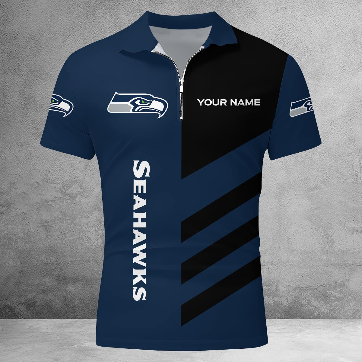 [SPECIAL OFFER] NEW CUSTOMIZED NFL06 SSH SEATTLE SEAHAWKS ZIP POLO SHIRT