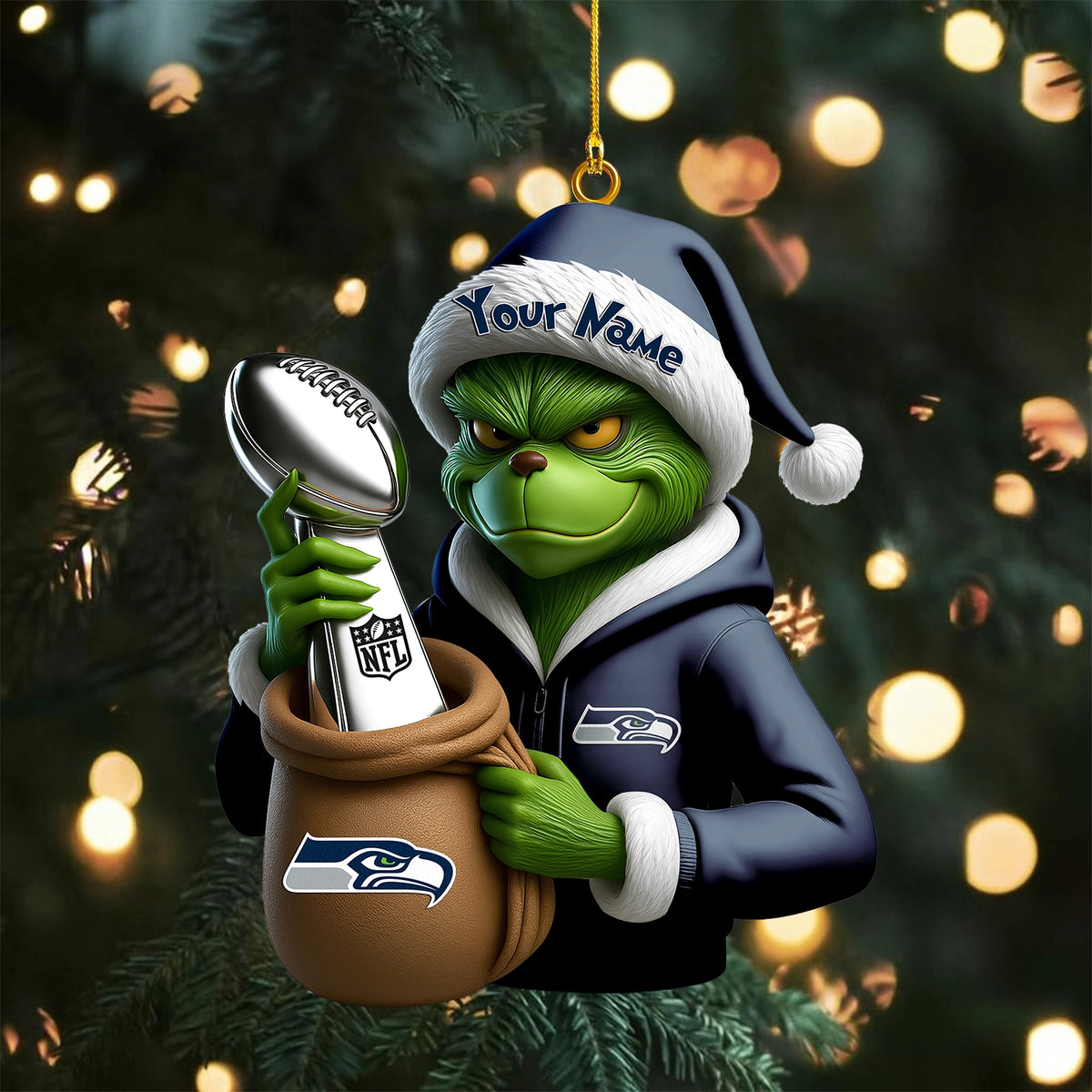 [SPECIAL OFFER] NEW CUSTOMIZED NFL06 SSH SEATTLE SEAHAWKS CHRISTMAS ACRYLIC ORNAMENT