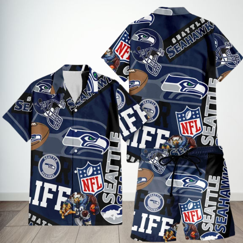 [SPECIAL OFFER] NEW CUSTOMIZED NFL06 SSH SEATTLE SEAHAWKS UNISEX HAWAIIAN SHIRT & SHORTS SET
