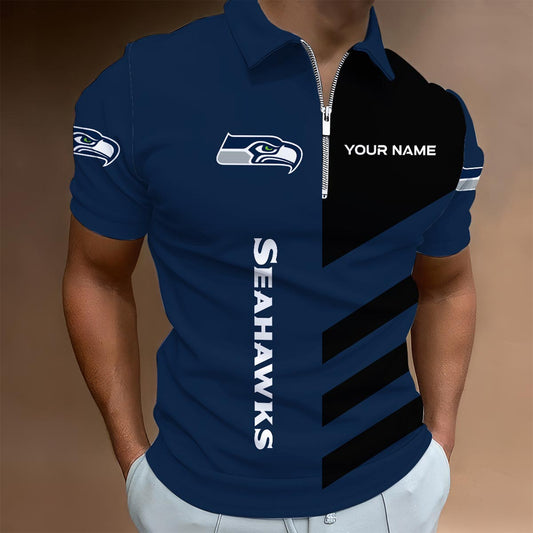 [SPECIAL OFFER] NEW CUSTOMIZED NFL06 SSH SEATTLE SEAHAWKS ZIP POLO SHIRT