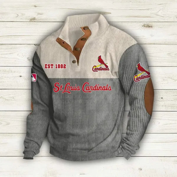 [FLASH SALE] NEW CUSTOMIZED MLB24 SLC ST. LOUIS CARDINALS BUTTON SWEATSHIRTS STAND COLLAR