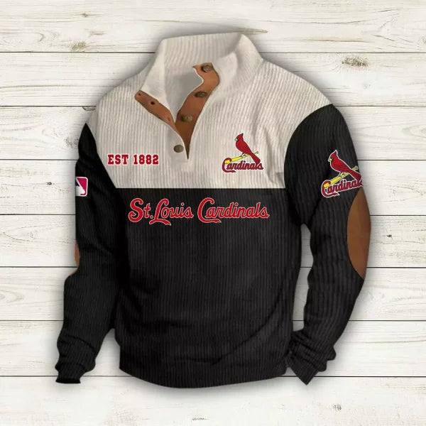 [FLASH SALE] NEW CUSTOMIZED MLB24 SLC ST. LOUIS CARDINALS BUTTON SWEATSHIRTS STAND COLLAR