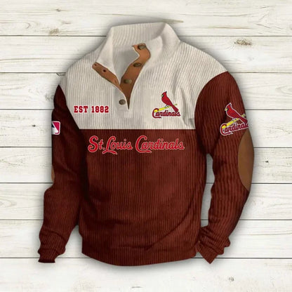 [FLASH SALE] NEW CUSTOMIZED MLB24 SLC ST. LOUIS CARDINALS BUTTON SWEATSHIRTS STAND COLLAR