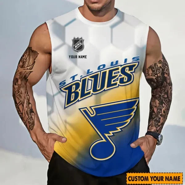 [SUPER SALE] NEW CUSTOMIZED NHL14 SLB ST. LOUIS BLUES TANK TOP & GYM SHIRT