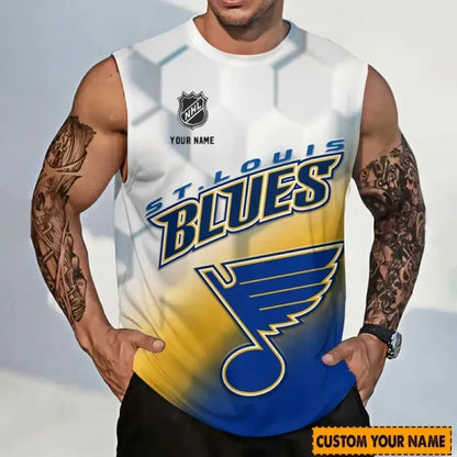 [SUPER SALE] NEW CUSTOMIZED NHL14 SLB ST. LOUIS BLUES TANK TOP & GYM SHIRT