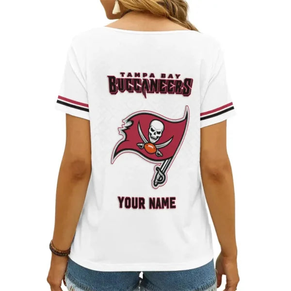 [SPECIAL OFFER] NEW CUSTOMIZED NFL10 TBB TAMPA BAY BUCCANEERS V-NECK FEMALE SHIRT