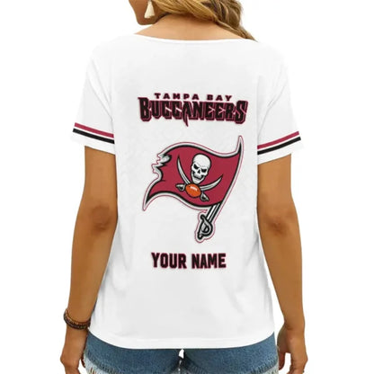 [SPECIAL OFFER] NEW CUSTOMIZED NFL10 TBB TAMPA BAY BUCCANEERS V-NECK FEMALE SHIRT