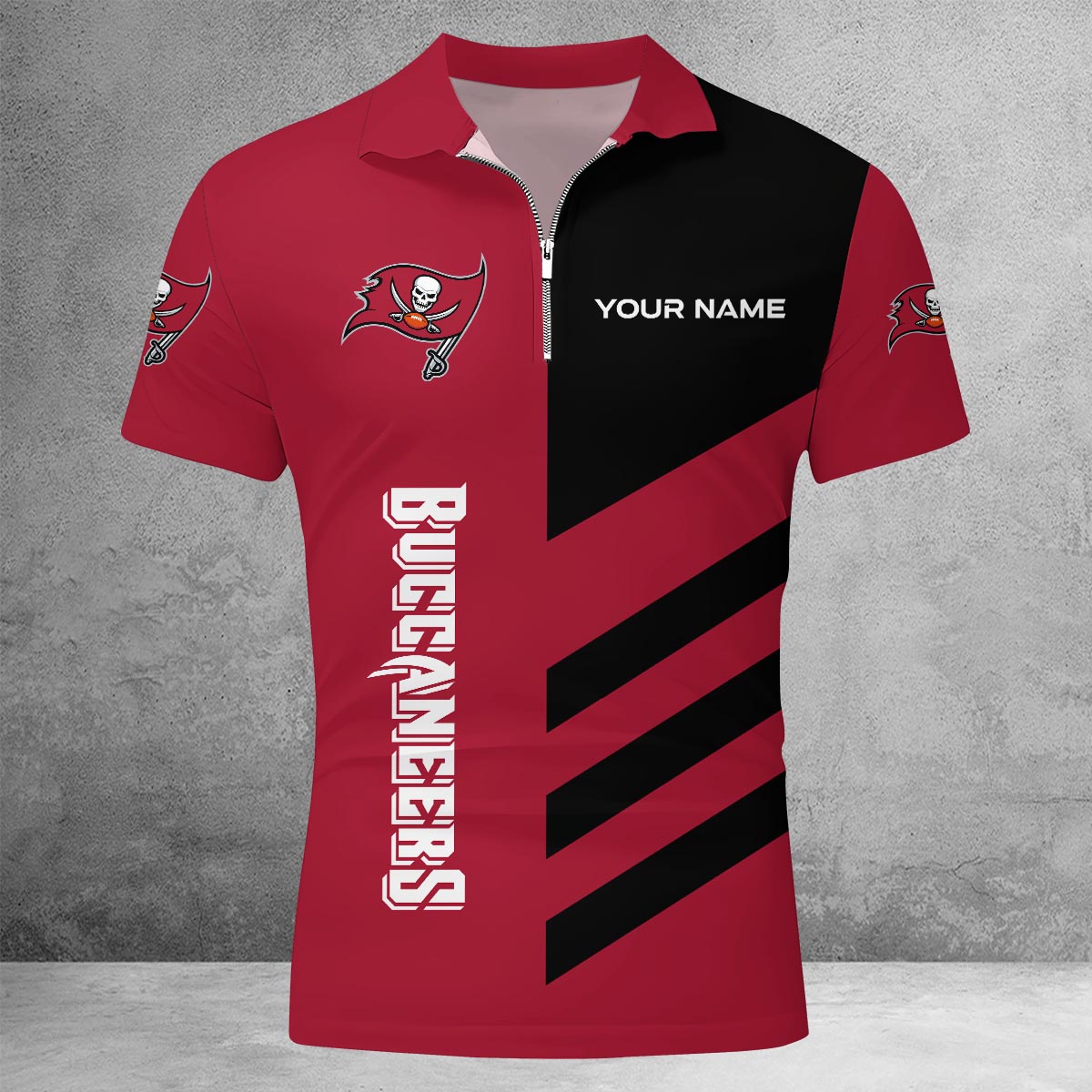 [SPECIAL OFFER] NEW CUSTOMIZED NFL10 TBB TAMPA BAY BUCCANEERS ZIP POLO SHIRT