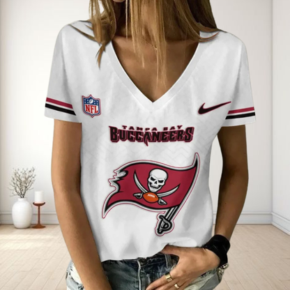 [SPECIAL OFFER] NEW CUSTOMIZED NFL10 TBB TAMPA BAY BUCCANEERS V-NECK FEMALE SHIRT