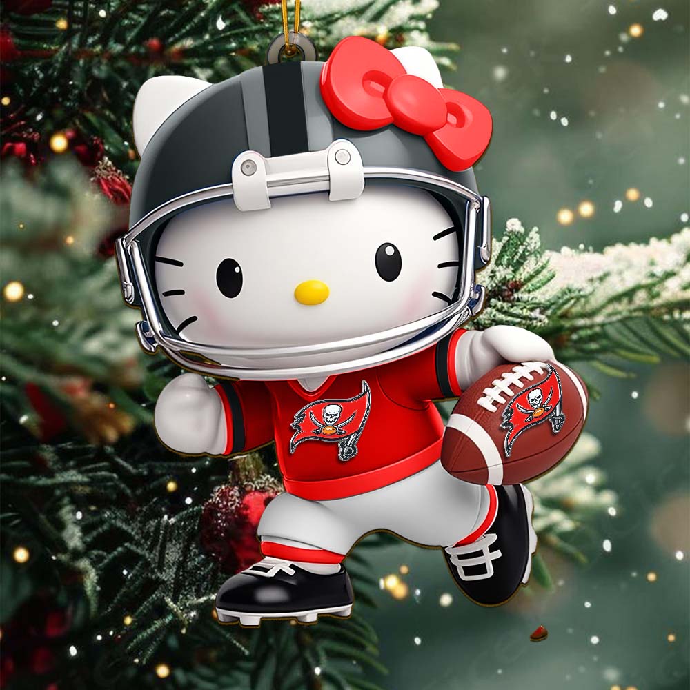[SPECIAL OFFER] NEW CUSTOMIZED NFL10 TBB TAMPA BAY BUCCANEERS HELLO KITTY ACRYLIC ORNAMENT