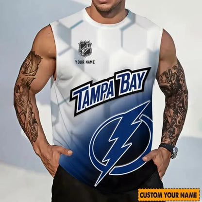 [SUPER SALE] NEW CUSTOMIZED NHL12 TPL TAMPA BAY LIGHTNING TANK TOP & GYM SHIRT