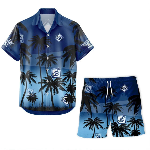 [FLASH SALE] NEW CUSTOMIZED MLB21 TBR TAMPA BAY RAYS UNISEX HAWAIIAN SHIRT & SHORTS SET