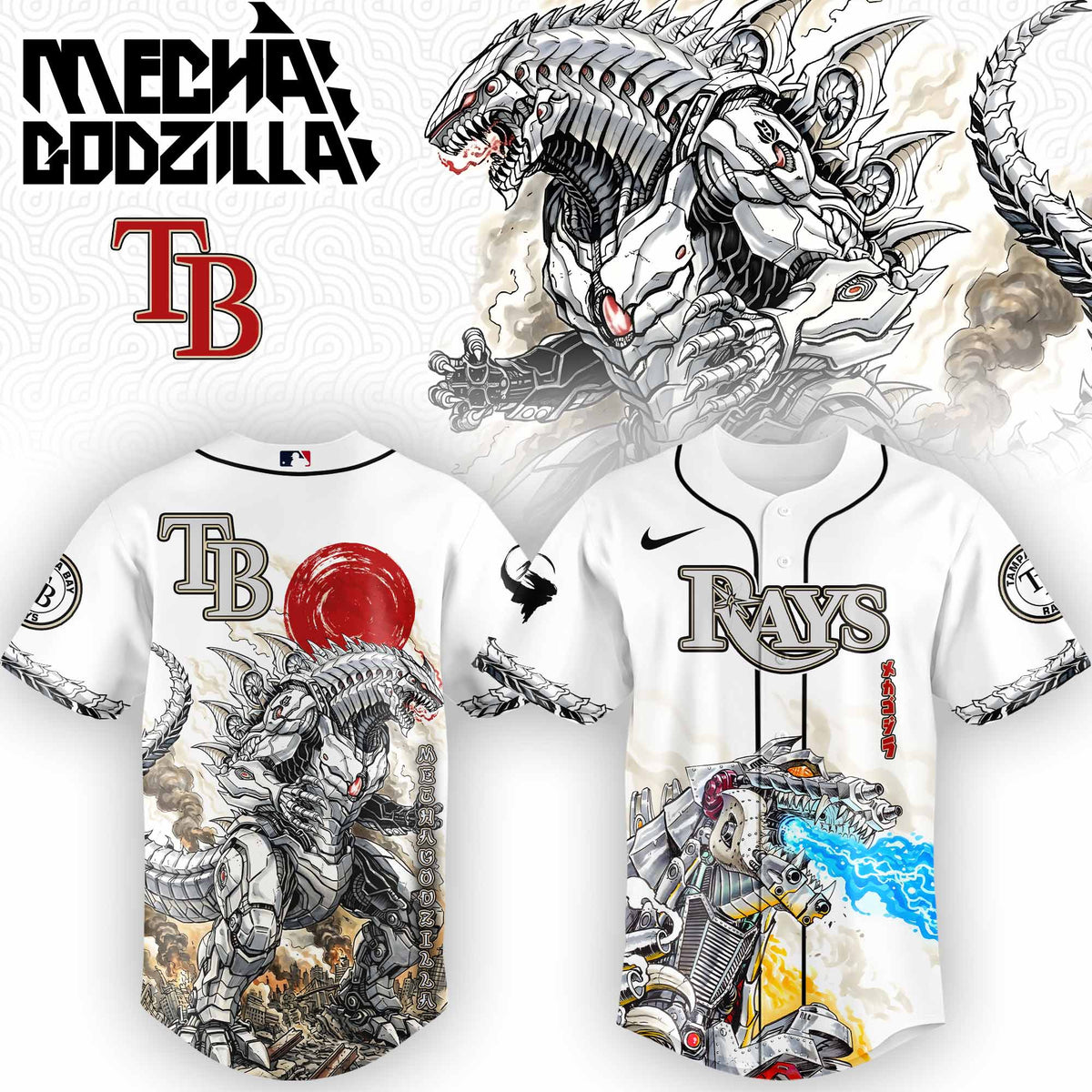 [FLASH SALE] NEW CUSTOMIZED MLB21 TB RAYS x GODZILLA BASEBALL JERSEY