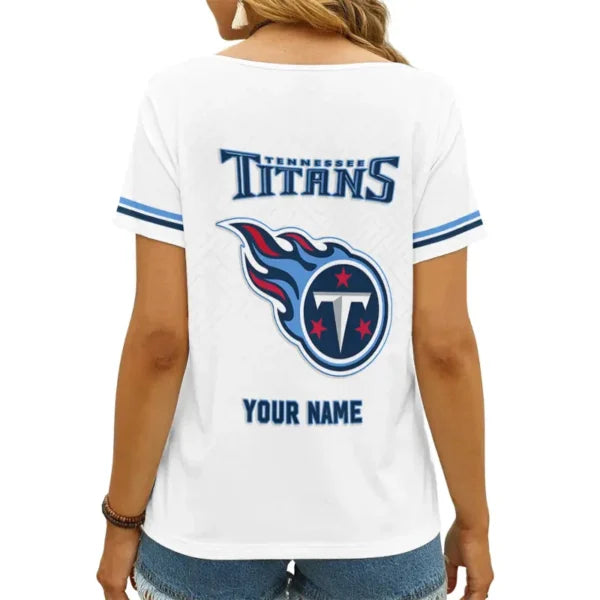 [SPECIAL OFFER] NEW CUSTOMIZED NFL31 TST TENNESSEE TITANS V-NECK FEMALE SHIRT