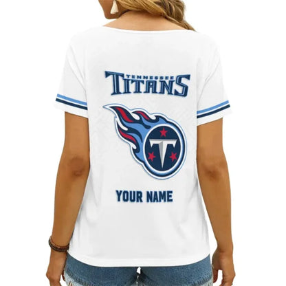 [SPECIAL OFFER] NEW CUSTOMIZED NFL31 TST TENNESSEE TITANS V-NECK FEMALE SHIRT