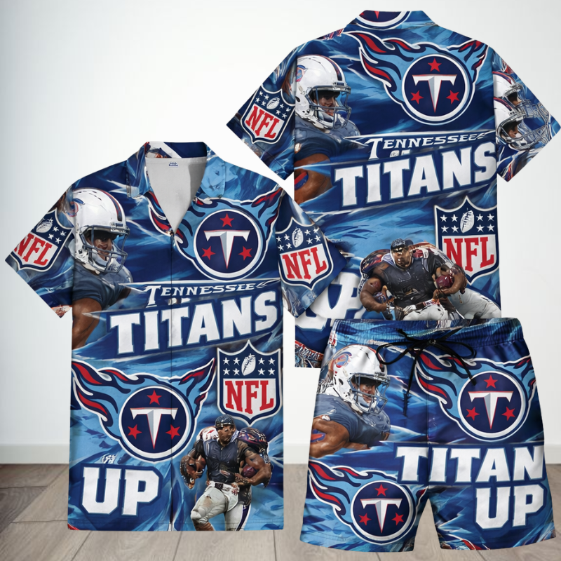 [SPECIAL OFFER] NEW CUSTOMIZED NFL31 TST TENNESSEE TITANS UNISEX HAWAIIAN SHIRT & SHORTS SET